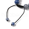 10mm Round Dyed & Heated Natural Blue Aventurine Braided Bead Bracelets BJEW-C067-01C-16-4