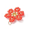 Glass Seed Beaded Flower Pendants PALLOY-MZ00712-03-4