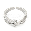 Brass Micro Pave Cubic Zirconia Cuff Open Rings RJEW-I103-098P-2