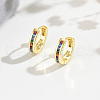 Exquisite S925 Sterling Silver Colorful Cubic Zirconia Hoop Earrings BF5628-3
