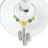 Tibetan Style Alloy Cactus Wine Glass Charms AJEW-JO00236-02-3