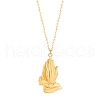 Pray Hands Stainless Steel Pendant Necklace with Cable Chains HT9511-1-1