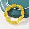 Natural Yellow Agate Bead Stretch Bracelets G-P570-01K-2