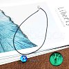 Zinc Alloy & Luminous Blue Glass Flat Round with Constellation Pendant Black Waxed Cord Necklaces WG9F396-01-1