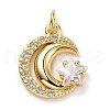 Brass Micro Pave Clear Cubic Zirconia Pendants X-ZIRC-E165-04G-1