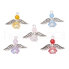 Pearlized Glass Pearl Bead Pendants PALLOY-JF03205-05-1