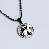 Flat Round with Yin-yang Dragon 201 Stainless Steel Enamel Pendant Necklaces FS-WG9F251-01-2