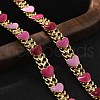 Heart Brass Enamel Link Chain Bracelets for Women BJEW-B125-04G-3