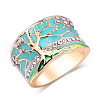 Tree Pattern Alloy with Rhinestone Enamel Finger Rings FS-WG83F61-01-5