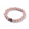 Wood Beaded Stretch Bracelets BJEW-JB05020-01-1