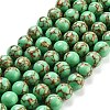 Synthetic Gold Line Turquoise Beads Strands G-H026-01D-03-1
