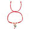Christmas Theme Adjustable Glass Braided Bead Bracelets KU7827-1-1