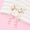 Round Brass Natural Freshwater Pearl Tassel Stud Earrings EJEW-U072-02G-2