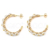 304 Stainless Steel & Bohemian Beaded C-Shaped with Flower Stud Earrings for Women EJEW-R001-03G-02-2