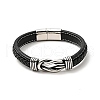 304 Stainless Steel Knot Link Bracelet with Magnetic Clasp BJEW-C021-26P-1