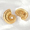 304 Stainless Steel Shell Pearl Stud Earrings EJEW-G423-22G-1