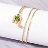 304 Stainless Steel Glass Drill Birth Stone Constellation Pendant Necklaces STAS-D305-08G-H-4