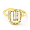 Mixed Color Enamel Initial Letter Adjustable Ring with Clear Cubic Zirconia RJEW-P045-01G-U-2