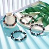 Gemstone & Lava Rock & Synthetic Hematite Round Beaded Stretch Bracelet BJEW-JB07972-2