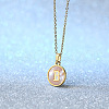 Flat Round Stainless Steel Pave Natural White Shell Initial Pendant Necklaces for Women FS-WG6FA45-02-1
