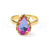 Glass Rhinestone Adjustable Rings RJEW-JR00558-6