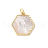 Brass Pave Natural White Shell Pendants KK-S522-05H-G-1