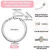 Beebeecraft 3Pcs 304 Stainless Steel European Round Snake Chain Bracelets STAS-BBC0004-60-2