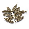 Tibetan Style Alloy Feather Pendants TIBEP-1360-AB-FF-1