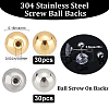 Beebeecraft 60Pcs 2 Colors Stainless Steel Ear Nuts STAS-BBC0003-34-2