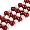 Natural Carnelian(Dyed & Heated) Round & Natural Cultured Freshwater Pearl Grooved Potato Beads Strands PEAR-N019-09-2