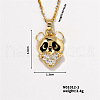 Brass Rhinestone Heart Bear Pendant Necklaces for Women RX9278-2-1