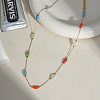 Stainless Steel Glass Rectangle Link Chain Necklaces for Women HD8734-2-2