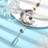 Wire Wrapped Natural Amethyst Chips & Brass Moon Pendant Decorations HJEW-TA00103-01-2