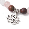 Natural Unakite & White Jade & Rose Quartz & Polychrome Jasper Round Beaded Stretch Bracelets BJEW-JB11953-02-3