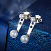 Rhodium Plated 925 Sterling Silver Front Back Stud Earrings for Women PO5078-2