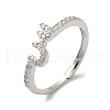 Rack Plating Brass Cubic Zirconia Arabic Letters Adjustable Rings for Women RJEW-S407-10P-07-1