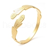 Ion Plating(IP) 304 Stainless Steel Feather Cuff Bangles BJEW-L682-025G-3