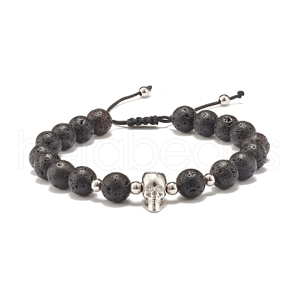 Adjustable Skull Braided Bead Bracelets BJEW-JB07497-01-1