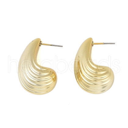 Teardrop CCB Plastic Stud Earrings for Women EJEW-Q382-03G-1