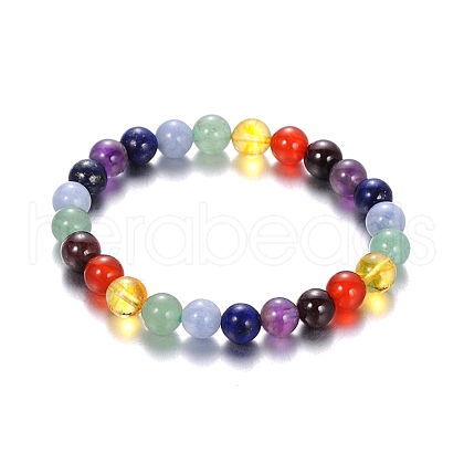 Natural Gemstone Stretch Chakra Bracelets BJEW-JB01686-1