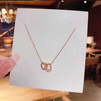 Heart Stainless Steel Cable Chain Necklaces for Women PW-WG60106-03-1