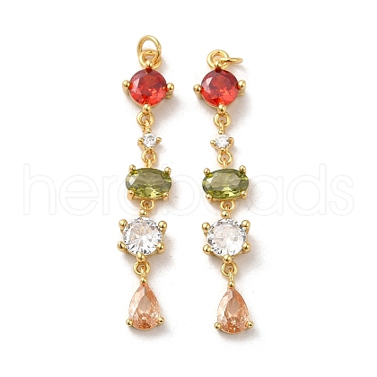 Rack Plating Brass Micro Pave Cubic Zirconia Pendants X-KK-Q795-09G-1