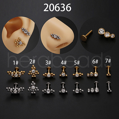 Stainless Steel Micro Pave Clear Cubic Zirconia Threadless Labrets WG26305-12-1