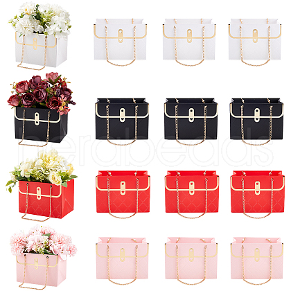 Gorgecraft 12Pcs 4 Colors Bag Shaped Paper Flower Packaging Gift Bags for Bouquet ABAG-GF0001-28-1