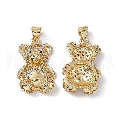 Brass Micro Pave Cubic Zirconia Pendants KK-B061-16G-1
