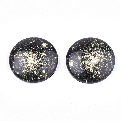 Starry Sky Pattern Printed Glass Cabochons GGLA-N004-25mm-D82-1