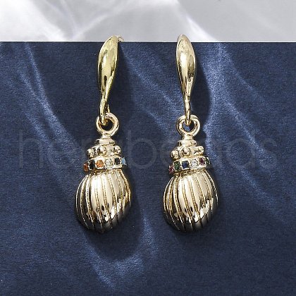 Brass Micro Pave Colorful Cubic Zirconia Dangle Earrings EJEW-F362-13G-1