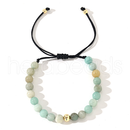 Natural Aquamarine Round Beads Braided Bead Bracelets ZJ4066-2-1