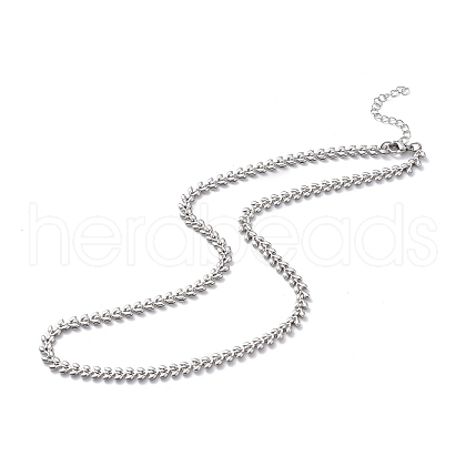 Non-Tarnish 304 Stainless Steel Cobs Chain Necklace for Men Women STAS-B039-09P-1