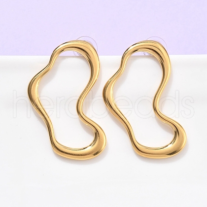 304 Stainless Steel Stud Earrings EJEW-U060-02B-G-1